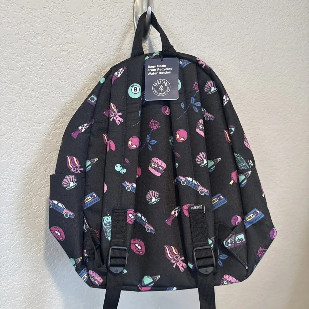 Parkland 90's Theme School Backpack Troll Dolls, Lava Lamp, Lips, Magic 8 Ball